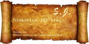 Sinkovics Júlia névjegykártya